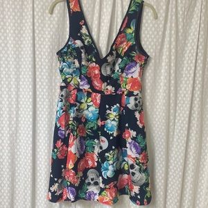 Fun skull floral print dress
